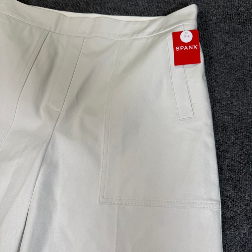 Spanx Stretch Twill Cropped Wide Leg Pants Classic White Size Tall XL 20479T NEW - Picture 2 of 9